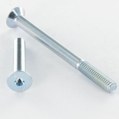 1 x Metalen schroeven FHC verzonken kop met zeskant print M5X50 bedraad op 16 klasse 10.9 sleutel van 3 Wit verzinkt staal