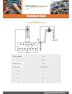 Haak voor zonnepaneel 180x70x6 /8 RVS A2 2
