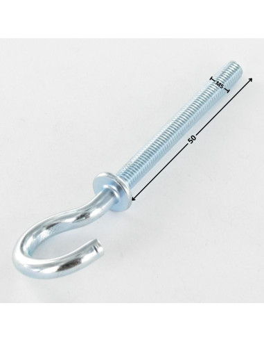 1 x Haak metalen met kraag M5X50 Wit verzinkt...