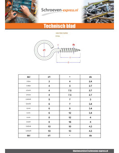 Oogschroef hout 4,5X40 Wit verzinkt staal 2