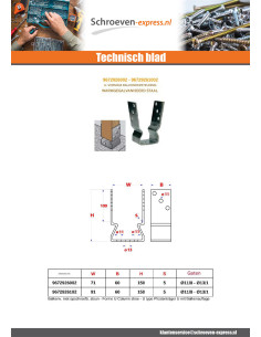 Balksteun vorm U 91x60x150 hoge corrosiebestendigheid... 2