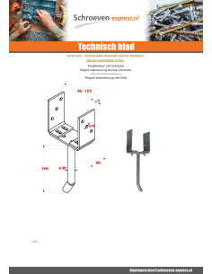 Stolpebund verstelbaar 60X135 hoge corrosiebestendigheid... 2