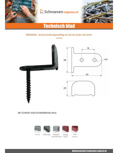 Schuine sluitplaat met schroef voor luik espagnolette 25... 2