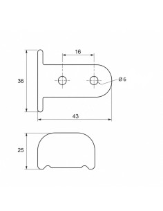 Schuine afschuining voor luik-espagnolette 25 mm Zwart 2