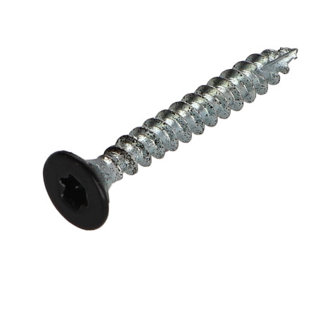 1 x TEKOR houtschroeven gefreesde kop kartel 5X40 TORX T25 anti-splijtpunt type 17 cut RAL9005 donker zwart