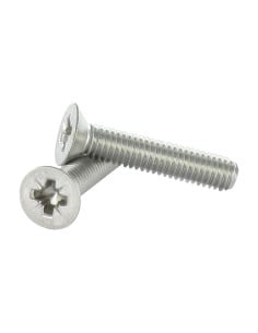 Metalen schroeven gefreesde kop Pozi M6X10 A4 RVS