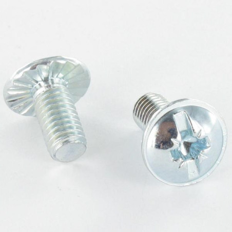 1 x Schroeven Bolkop breed rond Pozi met split M6X15 kartel Wit verzinkt staal