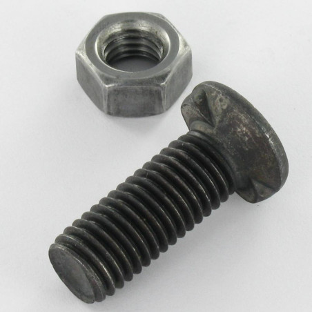1 x Ploegbout gefreesde kop M12X50 2 sporen Klasse 8.8 Ruw staal