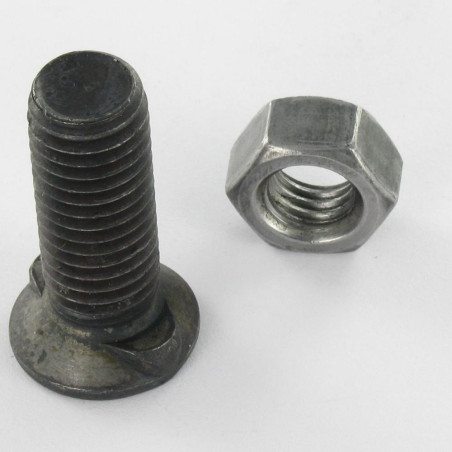 1 x Ploegbout gefreesde kop M12X50 2 sporen Klasse 8.8 Ruw staal