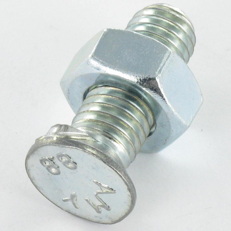 1 x Ploegbout gefreesde kop M12X40 2 sporen Klasse 8.8 Wit verzinkt staal
