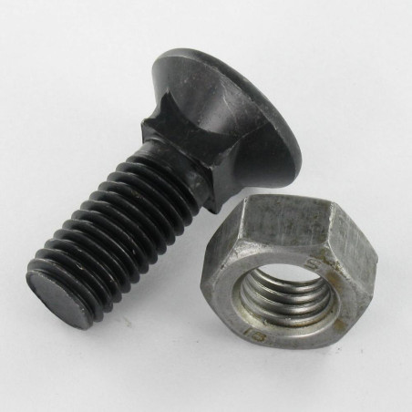 1 x Ploegbout gefreesde kop vierkante hals M10X35 Klasse 8.8 Ruw staal