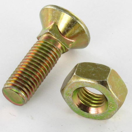 1 x Ploegbout gefreesde kop vierkante hals M10X25 Klasse 8.8 Bichromaat